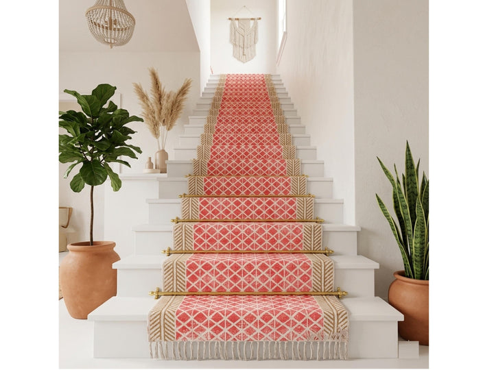 Traploper Custom Size Stairs Runner Rug Stair Carpet, treppenteppich Cotton Rug for Bedside, Entryway, Kitchen, Hallway