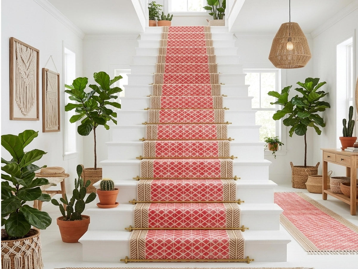 Traploper Custom Size Stairs Runner Rug Stair Carpet, treppenteppich Cotton Rug for Bedside, Entryway, Kitchen, Hallway