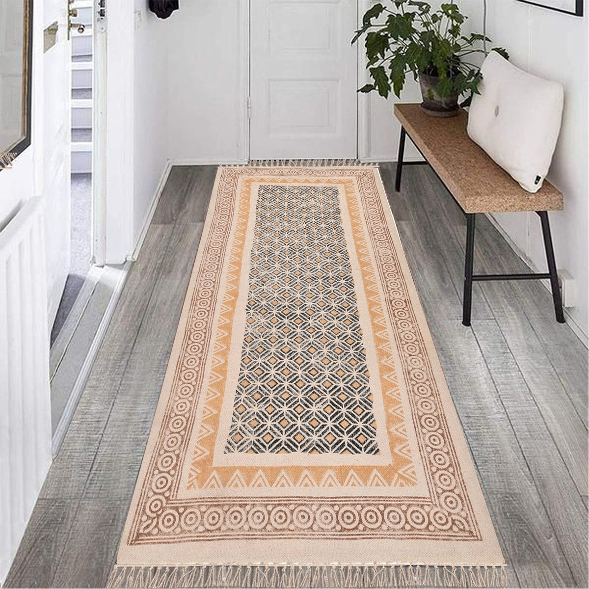Cotton Braided Runner Rugfor Living Room – Coastal handmade by LoomifyHome