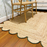 Beige Jute Braided Scalloped Rugfor Living Room – 3 x 5 handmade by LoomifyHome
