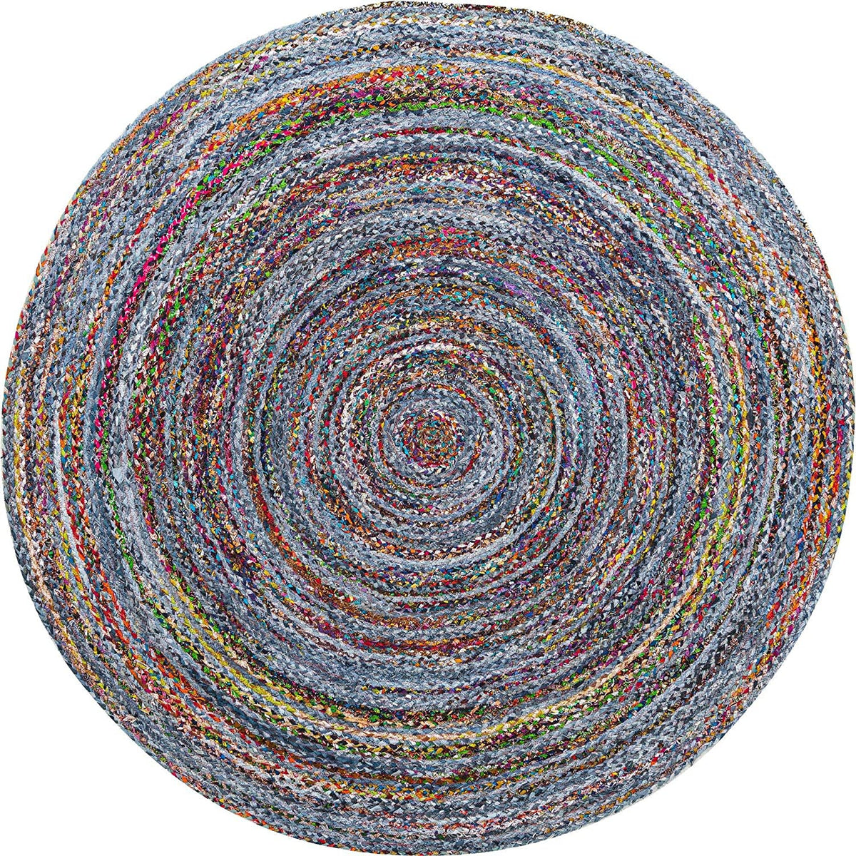 Beige Blue Jute Braided Round Rugfor Living Room – Artisan Style 33 handmade by LoomifyHome