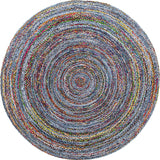 Beige Blue Jute Braided Round Rugfor Living Room – Artisan Style 33 handmade by LoomifyHome