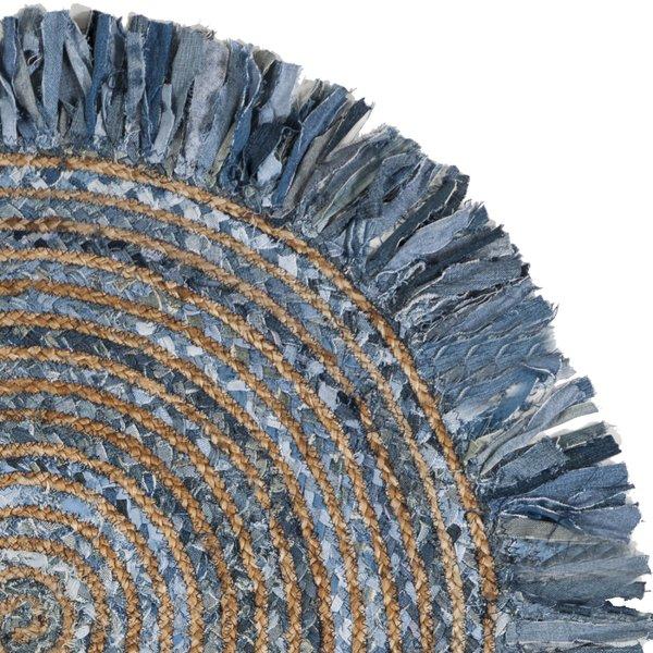 Beige Blue Jute Braided Round Rugfor Living Room – Artisan Style 24 handmade by LoomifyHome