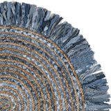 Beige Blue Jute Braided Round Rugfor Living Room – Artisan Style 24 handmade by LoomifyHome