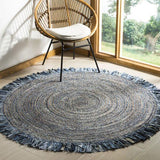 Beige Blue Jute Braided Round Rugfor Living Room – Artisan Style 24 handmade by LoomifyHome