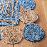 Beige Blue Jute Braided Area Rugfor Living Room – 6x8 handmade by LoomifyHome