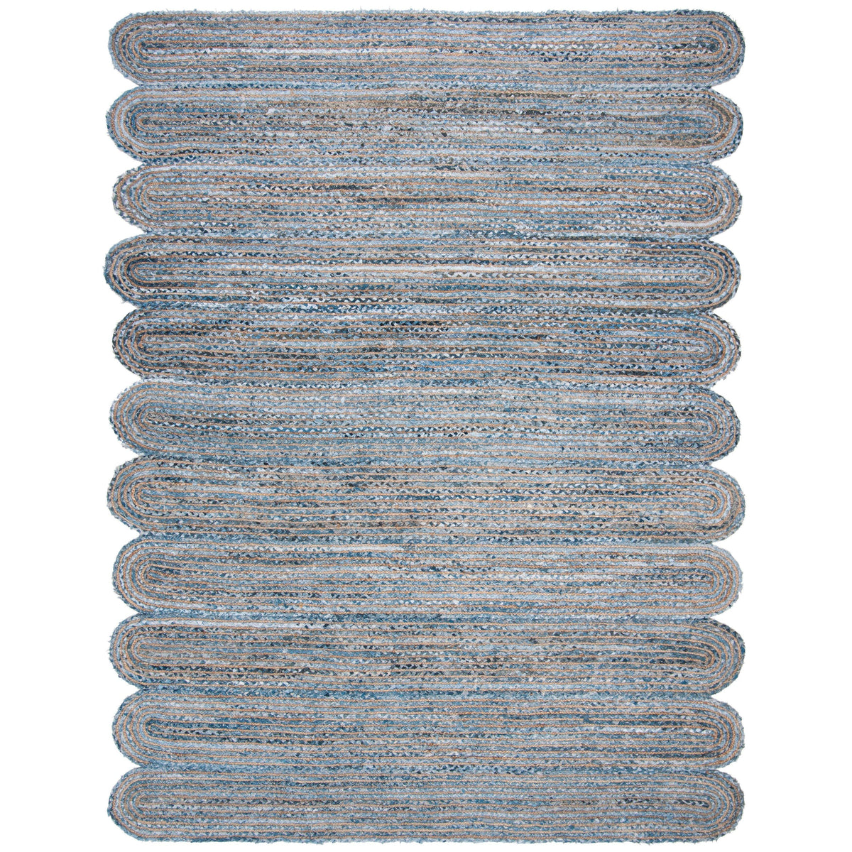 Beige Blue Jute Braided Runner Rugfor Living Room – 6 x 8 handmade by LoomifyHome