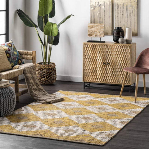 Beige Blue Jute Braided Oval Rugfor Living Room – Geometric handmade by LoomifyHome