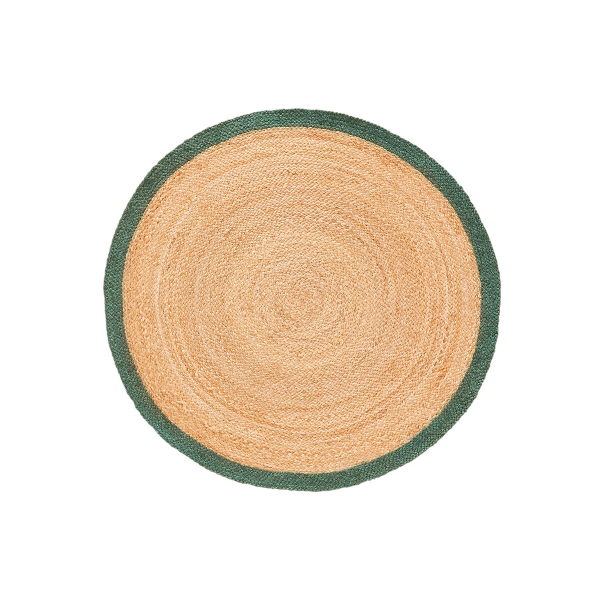 White Beige Jute Braided Round Rugfor Living Room – Green handmade by LoomifyHome