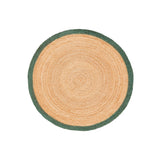 White Beige Jute Braided Round Rugfor Living Room – Green handmade by LoomifyHome