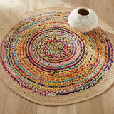 White Beige Jute Braided Round Rugfor Living Room – Chindi handmade by LoomifyHome
