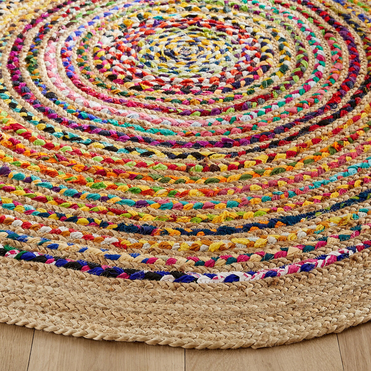 White Beige Jute Braided Round Rugfor Living Room – Chindi handmade by LoomifyHome