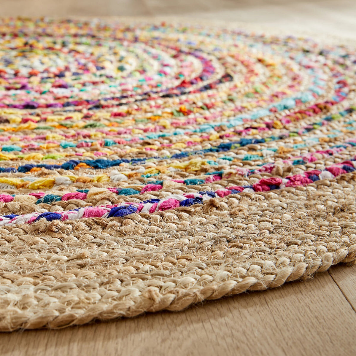 White Beige Jute Braided Round Rugfor Living Room – Chindi handmade by LoomifyHome