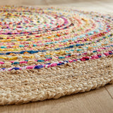 White Beige Jute Braided Round Rugfor Living Room – Chindi handmade by LoomifyHome