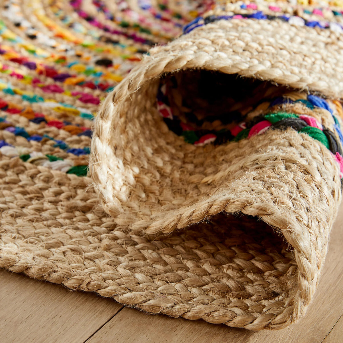 White Beige Jute Braided Round Rugfor Living Room – Chindi handmade by LoomifyHome