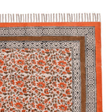 Handmade Block Printed Cotton Rug: Bohemian Floral Kilim, Flatweave Rug for living room, Dining room, Bedroom, Hallways