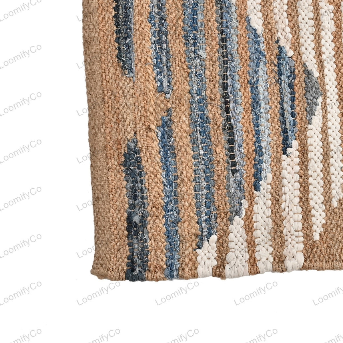 Denim jute Runner Rug - Hemp Jute Rug Handloom Rug