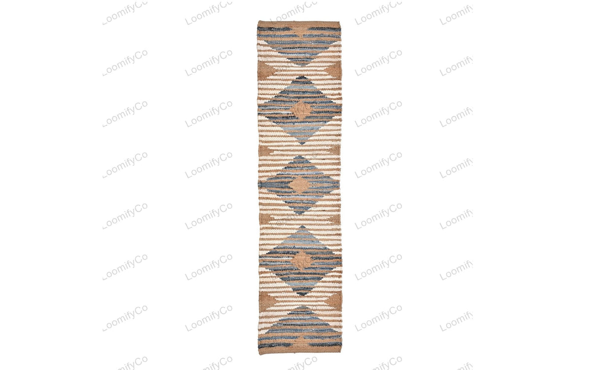 Denim jute Runner Rug - Hemp Jute Rug Handloom Rug