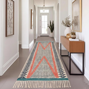 Multi Sizes Extra wide Long Hallway Runner Rug Washable Handwoven Geometric Kitchen, Bedside, Hallway, Entry, Custom Cotton