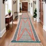 Multi Sizes Extra wide Long Hallway Runner Rug Washable Handwoven Geometric Kitchen, Bedside, Hallway, Entry, Custom Cotton