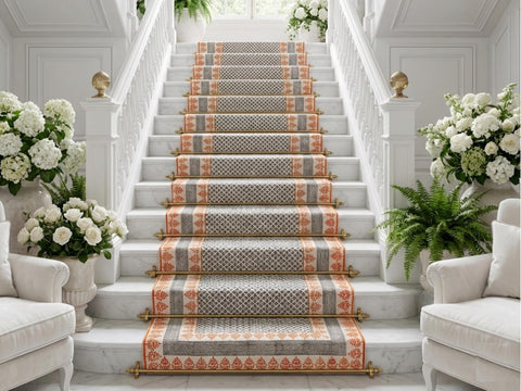 Extra Wide Cotton Runner Rug for Stairs | Geometric Indian Kilim | Mid-Century Hallway Runner | Minimalist Decor |