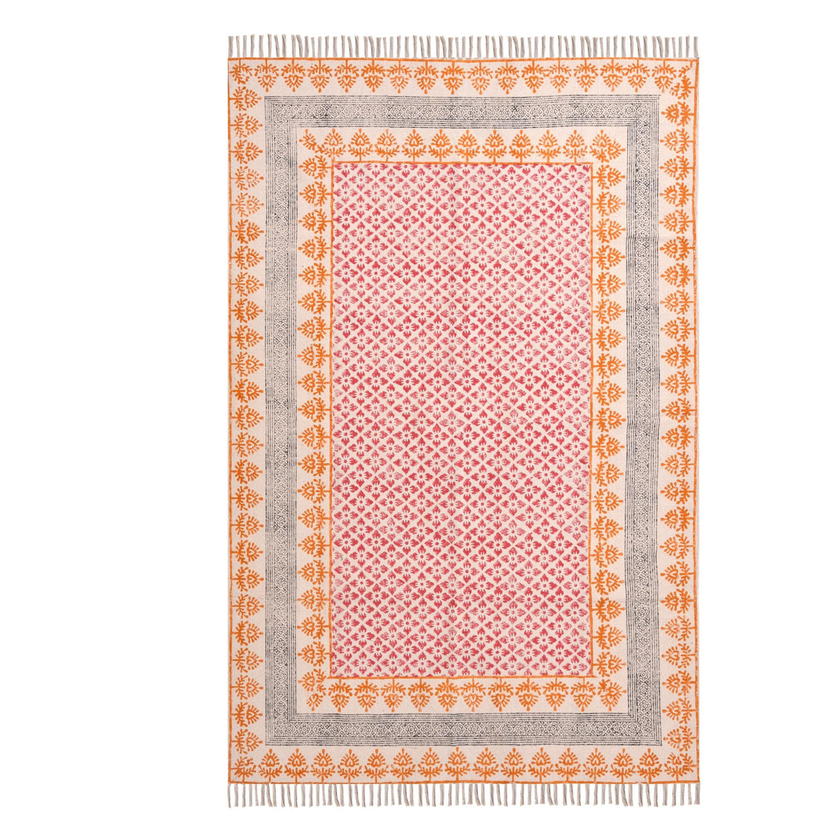 Extra Wide Cotton Runner Rug for Stairs | Geometric Indian Kilim | Mid-Century Hallway Runner | Minimalist Decor |