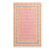 Extra Wide Cotton Runner Rug for Stairs | Geometric Indian Kilim | Mid-Century Hallway Runner | Minimalist Decor |
