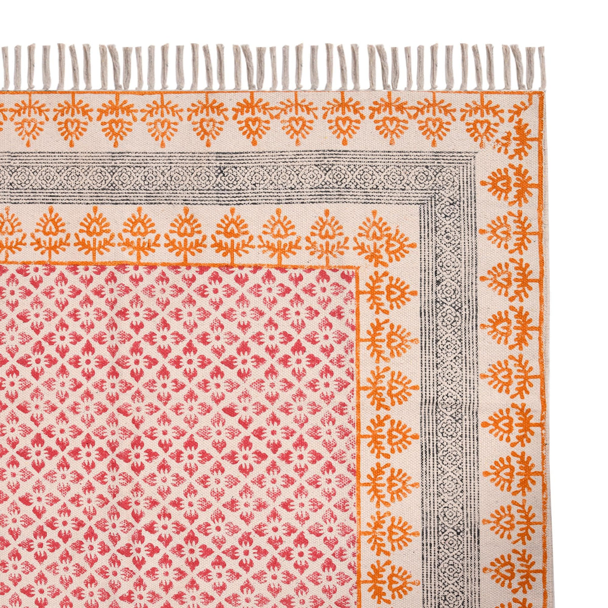 Extra Wide Cotton Runner Rug for Stairs | Geometric Indian Kilim | Mid-Century Hallway Runner | Minimalist Decor |