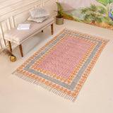 Extra Wide Cotton Runner Rug for Stairs | Geometric Indian Kilim | Mid-Century Hallway Runner | Minimalist Decor |