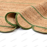 Green Scallop Jute Rug - Boho Scalloped Jute Rug, Bohemian Scallop Rug, Natural Jute Rug, Jute Scallop Rug, Sisal Runner