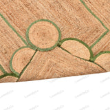 Green Scallop Jute Rug - Boho Scalloped Jute Rug, Bohemian Scallop Rug, Natural Jute Rug, Jute Scallop Rug, Sisal Runner