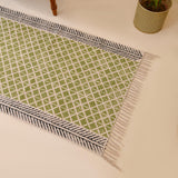 Boho Green Traploper Cotton Stair Runner Washable Stairs Cotton Carpet Runner for Stairs Hallway Runner Rug Custom Stair