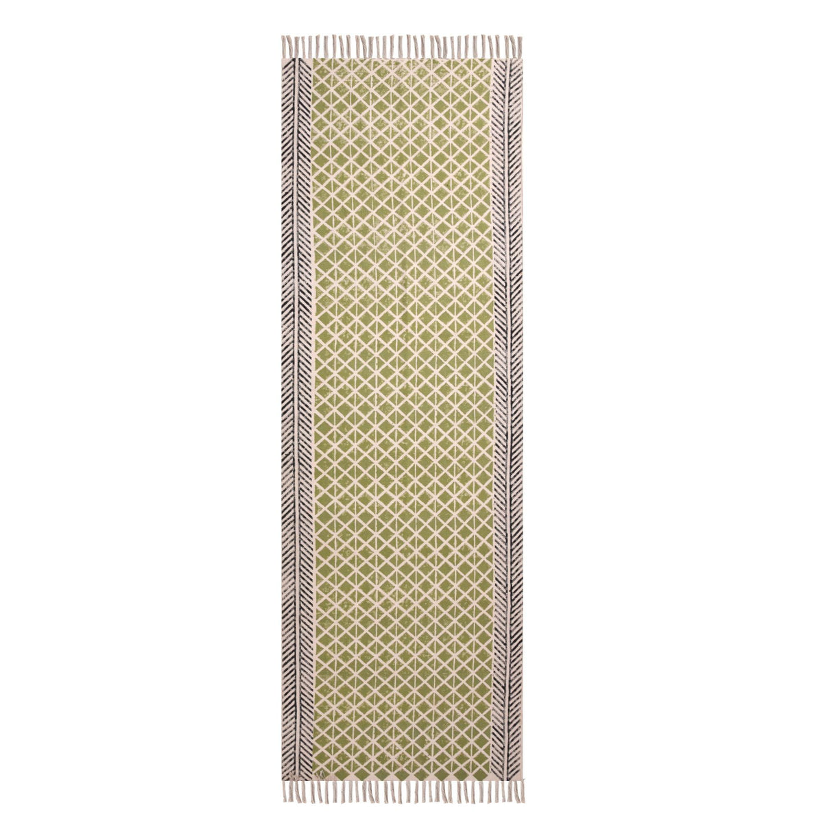 Boho Green Traploper Cotton Stair Runner Washable Stairs Cotton Carpet Runner for Stairs Hallway Runner Rug Custom Stair