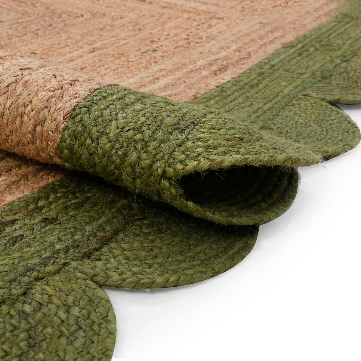 Beige Green Jute Braided Runner Rugfor Living Room handmade by LoomifyHome