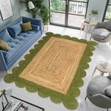 Beige Green Jute Braided Runner Rugfor Living Room handmade by LoomifyHome