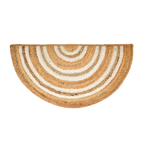 White Beige Jute Braided Half Moon Doormatfor Living Room – Artisan Style 5 handmade by LoomifyHome