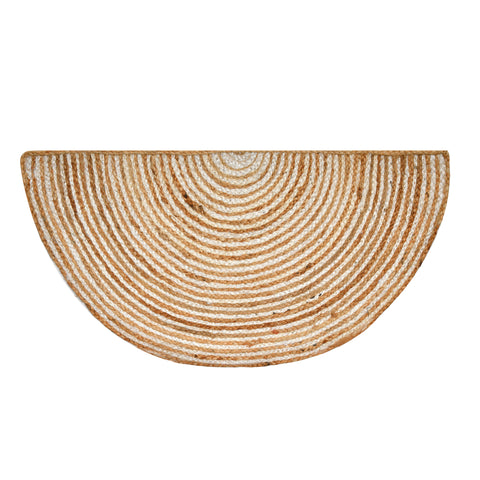 White Beige Jute Braided Half Moon Doormatfor Living Room – Rustic handmade by LoomifyHome