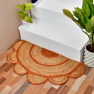 White Beige Jute Braided Half Moon Doormatfor Living Room – Artisan Style One handmade by LoomifyHome