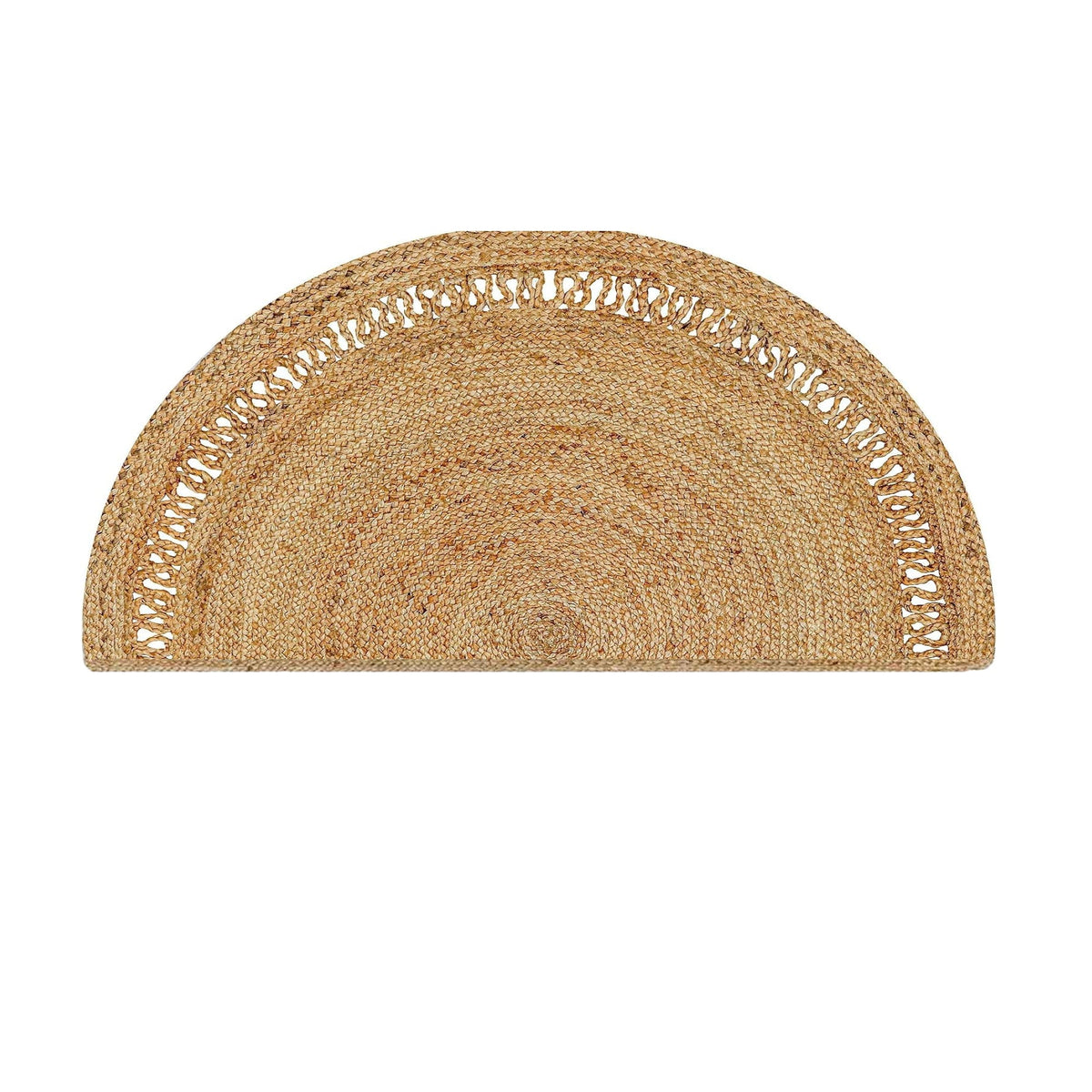 White Beige Jute Braided Half Moon Doormatfor Living Room – Artisan Style 7 handmade by LoomifyHome