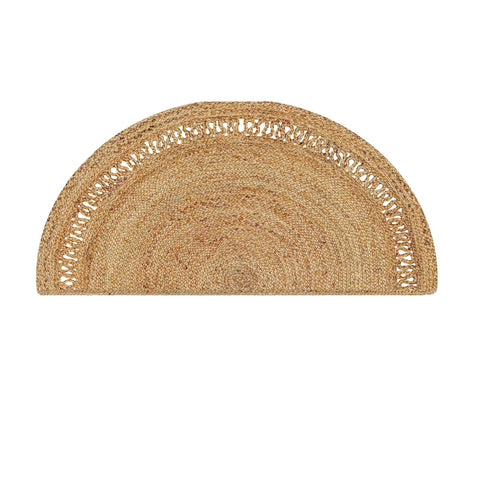 White Beige Jute Braided Half Moon Doormatfor Living Room – Artisan Style 7 handmade by LoomifyHome