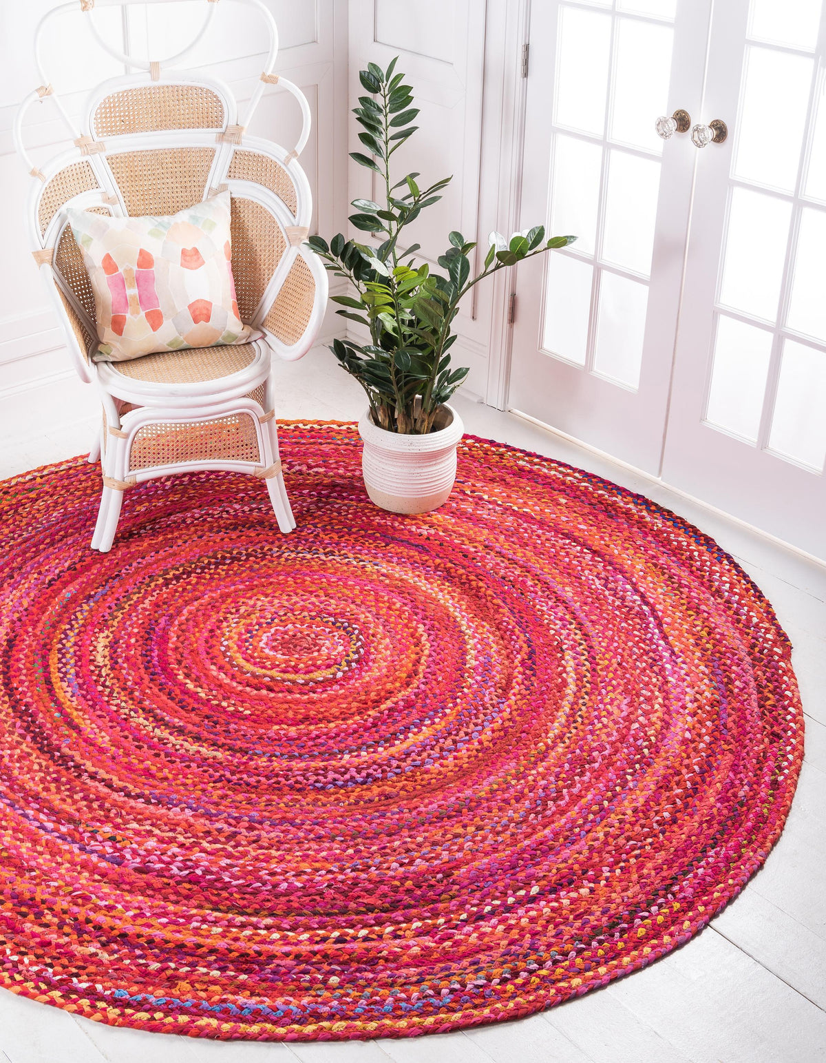 Beige Blue Jute Braided Round Rugfor Living Room – Artisan Style 25 handmade by LoomifyHome