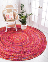 Beige Blue Jute Braided Round Rugfor Living Room – Artisan Style 25 handmade by LoomifyHome