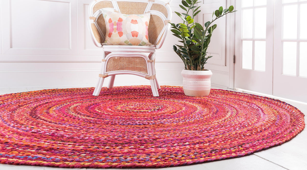 Beige Blue Jute Braided Round Rugfor Living Room – Artisan Style 25 handmade by LoomifyHome