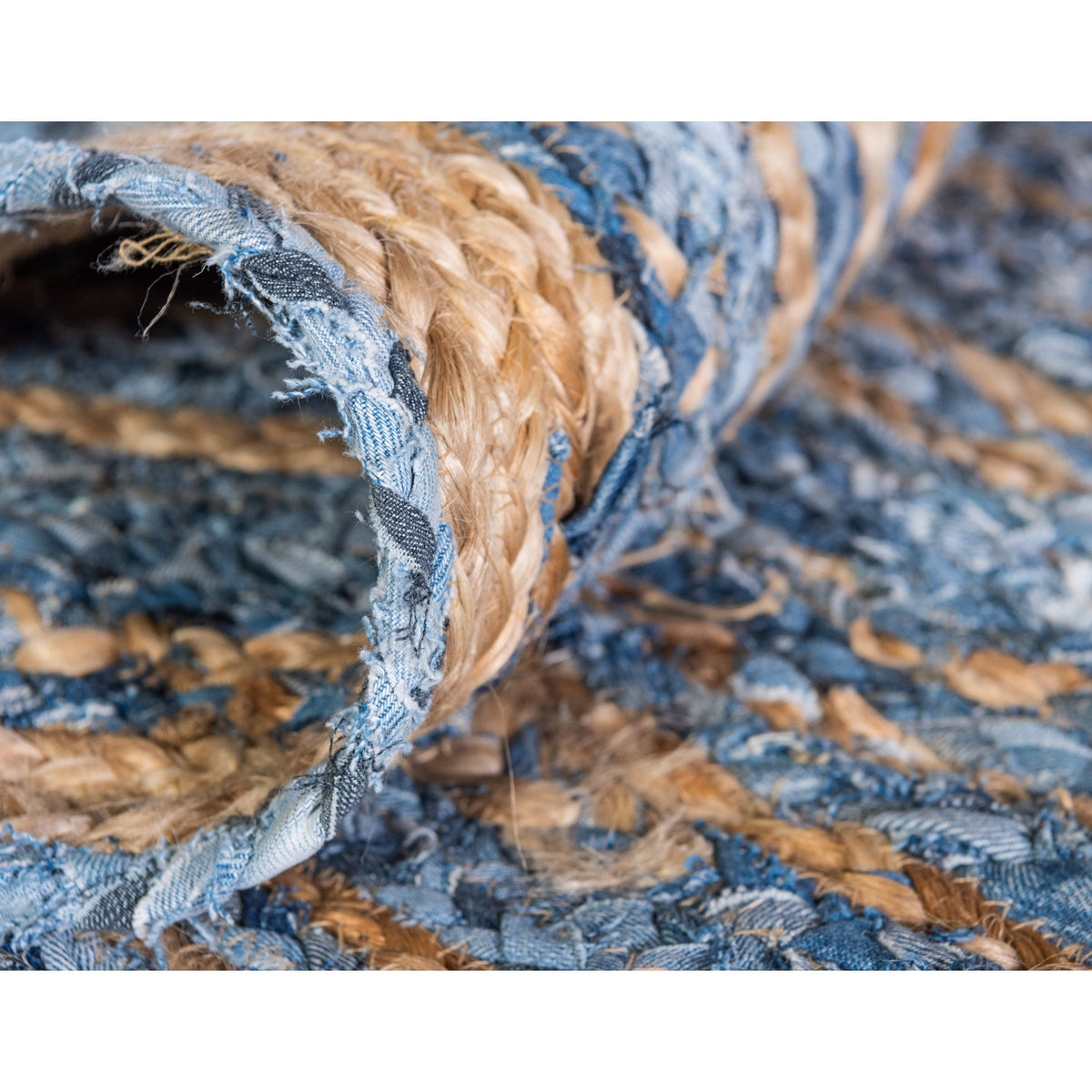 Beige Blue Jute Braided Round Rugfor Living Room – Comfy handmade by LoomifyHome