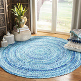 Beige Blue Jute Braided Round Rugfor Living Room – Artisan Style 10 handmade by LoomifyHome