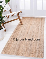 Beige Blue Jute Braided Runner Rugfor Living Room – Floor handmade by LoomifyHome