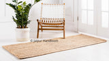 Beige Blue Jute Braided Runner Rugfor Living Room – Floor handmade by LoomifyHome