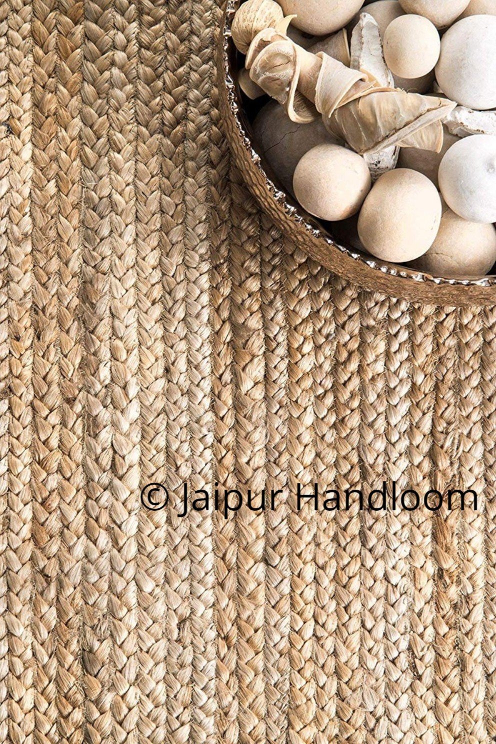 Beige Blue Jute Braided Runner Rugfor Living Room – Floor handmade by LoomifyHome