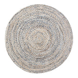 Beige Blue Jute Braided Round Rugfor Living Room – 5 x 5 handmade by LoomifyHome