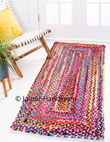 Beige Blue Jute Braided Area Rugfor Living Room – 24 x 72 handmade by LoomifyHome